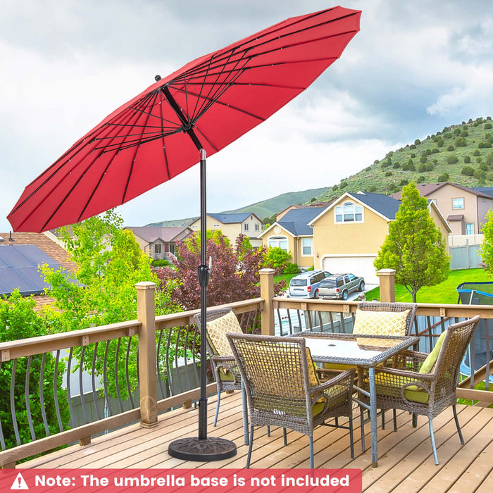Costway 9 FT Patio Round Market Umbrella with Push Button Tilt, Crank Handle, Vented Top Wine