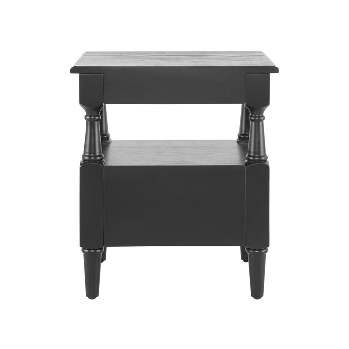 Emma 2-Drawer Wooden Bedroom Nightstand with Non-Slip Feet, Black