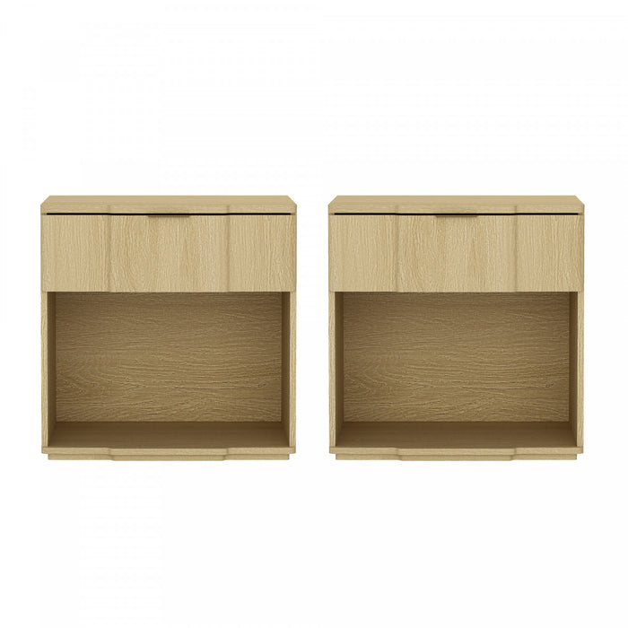 Clive Mid-Century Modern 22\" Nightstand in Natural Oak (1-Drawer)