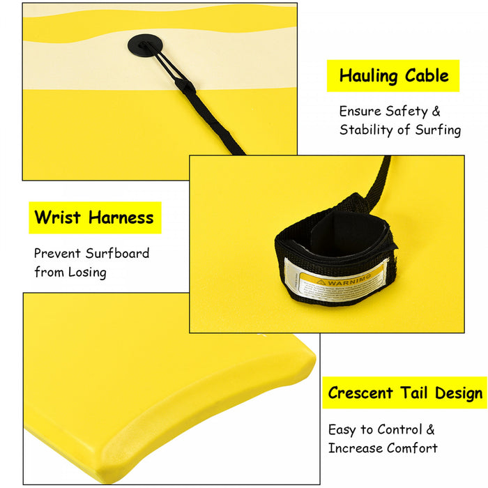 Goplus 41'' Lightweight Super Bodyboard Surfing W/leash Ixpe Deck Eps Core Boarding