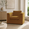 Haven Contemporary Modern Upholstered Accent Chair in Harvest Gold | Fauteuil d’appoint contemporain et moderne Haven, tapisse, couleur or recolte