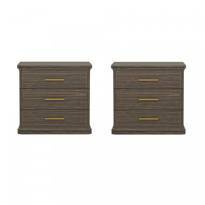 Clifford Traditional Nightstand in Walnut (3-Drawer)