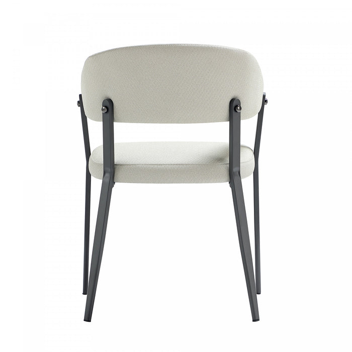 Belle Modern Metal Upholstered Dining Chair in Oatmeal