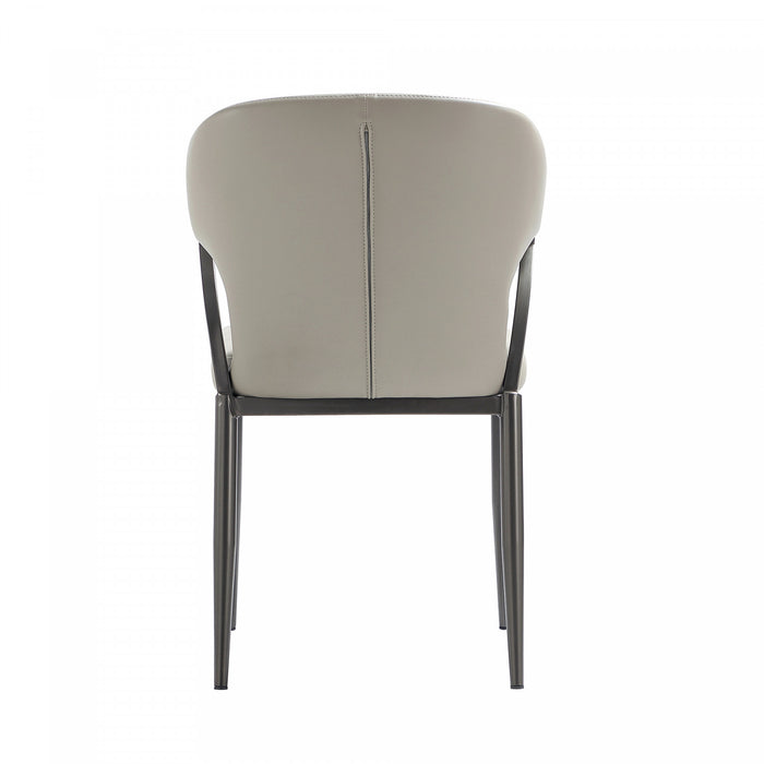 Kirsten Modern Metal Vegan Leather Dining Chair in Light Gray - Set of 2