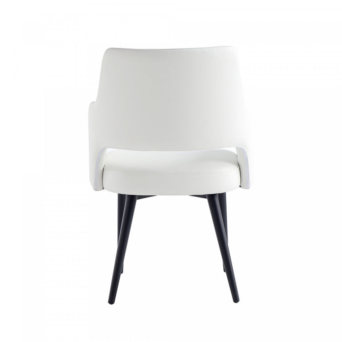 Tremont Modern Metal Vegan Leather Armchair in White