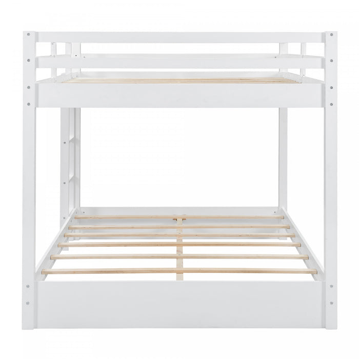 Ethan Solid Wood Queen Size Bunk Bed with Ladder, Sturdy & Space-Saving, White