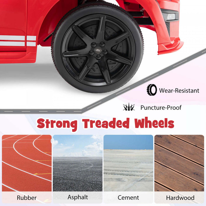 Costway 12v Licensed Ford Mustang Shelby Gt500 Kids Ride On Car With Remote Control Red