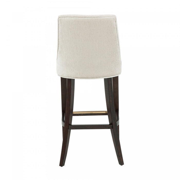 Beever Modern Chenille Wood Upholstered Barstool in Cream - Set of 3 Bar Stool