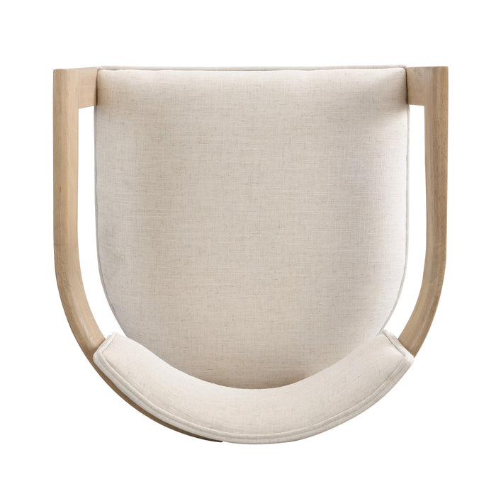 James Armrest Dining Chair Set Of 2 With Rubberwood Frame - Beige