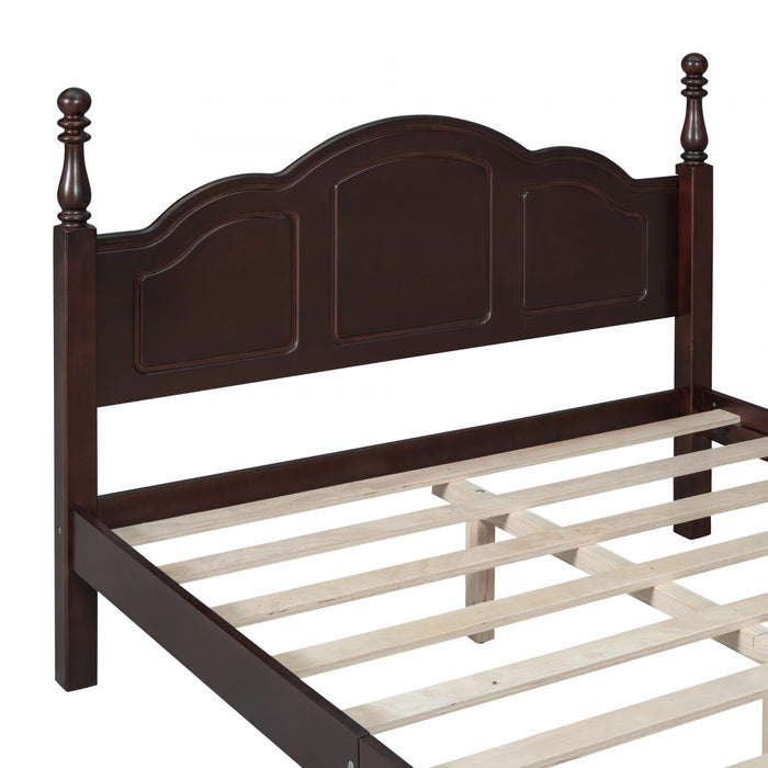 Jessie Retro Style Platform Bed with Wooden Slat Support,Full Size, Walnut Full Bed