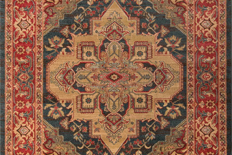 Lux Traditional 9'3\" x 12'6\" Area Rug in Blue Indoor Area Rug
