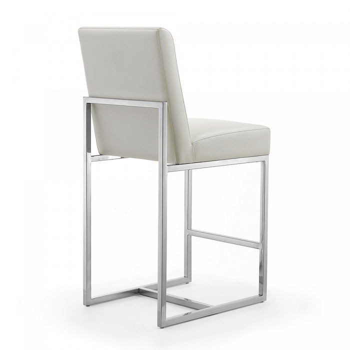Element Modern Metal Upholstered Counter Stool in Pearl White - Set of 2