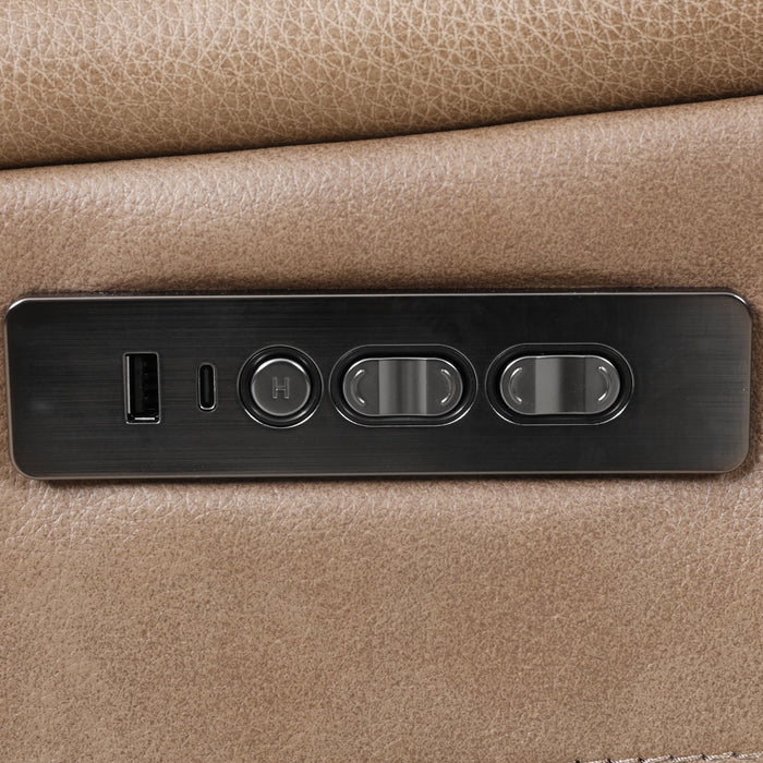 Marlow 60 in. Leather Match Power Reclining Loveseat with USB/USB-C - Taupe
