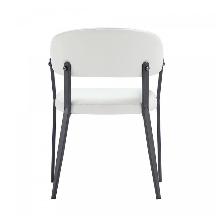 Belle Modern Metal Upholstered Dining Chair in White - Set of 4