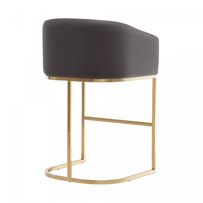 Louvre Mid-Century Modern Metal Upholstered Counter Stool in Gray - Set of 3