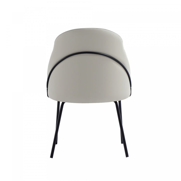 Gracie Modern Vegan Leather Metal Dining Chair in Stone Gray and Black - Set of 4
