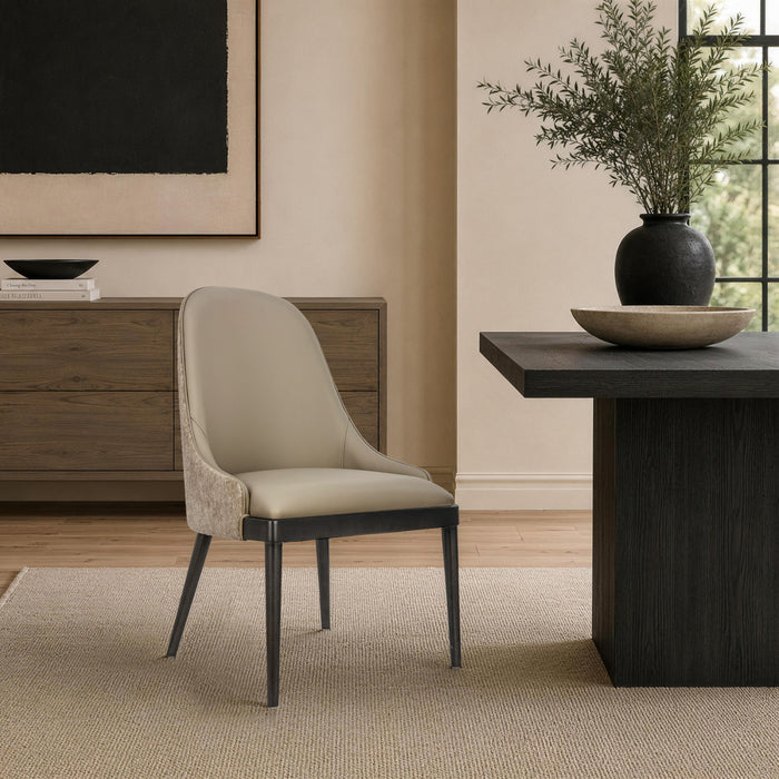 Drew Contemporary Wood Upholstered Side Chair in Taupe - Set of 2