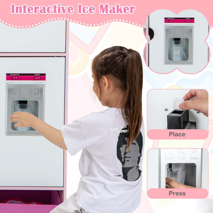 Costway 2-in-1 Kids Kitchen & Market With Realistic Light & Sound 82 Accessories Included