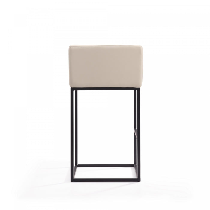 Embassy Mid-Century Modern Metal Upholstered Barstool in Cream - Set of 2