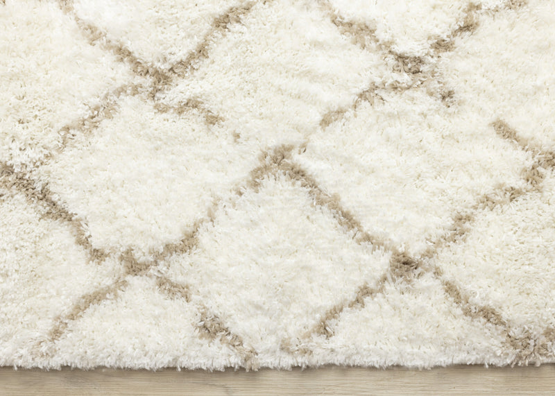 Taylor Cream Brown Lattice Shag Rug, 6'7\" x 9'6\" Indoor Area Rug