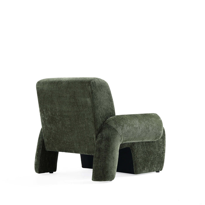 Verandah Mid-Century Modern Chenille Lounge Chair in Olive Green - Set of 2