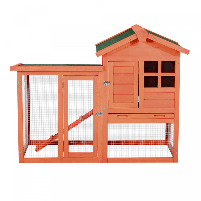 Pawhut 48” X 24\" X 36\" Deluxe Waterproof Rabbit Hutch Wooden Bunny Cage Small Animal House With Ladder And Run