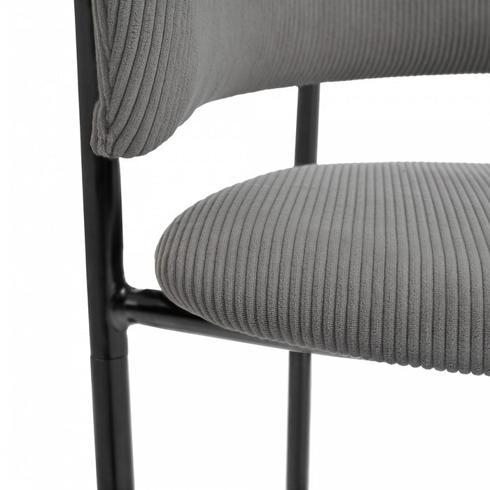Ethan Set of 2 Modern Corduroy Upholstery Side Chair with Angled Legs and Adjustable Feet,Grey Dining Chair