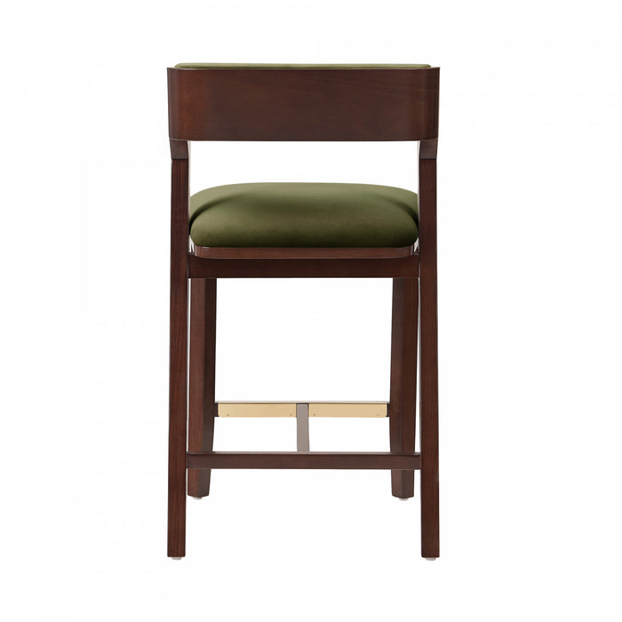 Patricia Modern Wood Upholstered Counter Stool in Turtle Green - Set of 2
