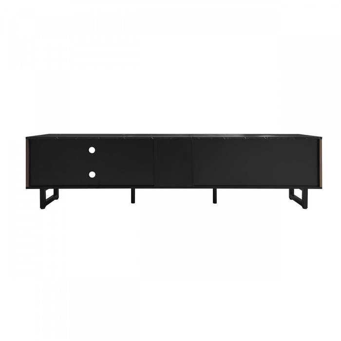 Ethan 78.7\" TV Cabinet with Adjustable LED Lighting,Black Tv Stand
