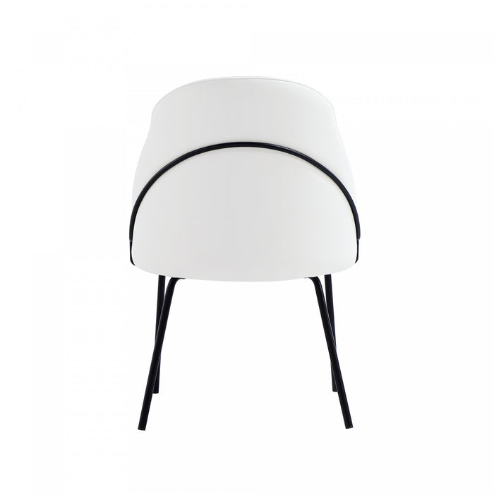 Gracie Modern Metal Vegan Leather Dining Chair in White and Black