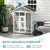 Pawhut 65" Bird Cage Large Wooden Aviary For Canary With Standing Pole Nest Slide-out Tray, For Indo|Pawhut 65" Cage A Oiseaux Grande Voliere En Bois Pour Canari Avec Plateau Coulissant Nid De Poteau D