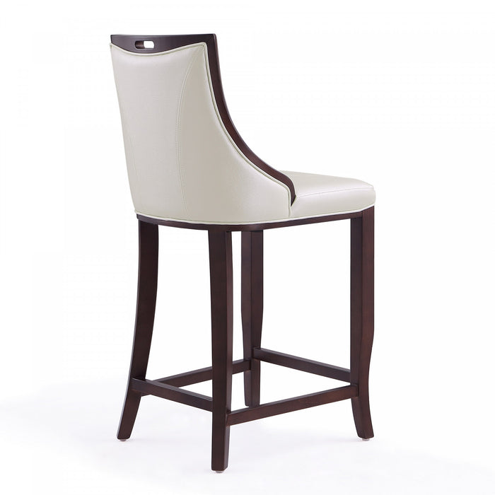 Emperor Traditional Wood Upholstered Barstool in Pearl White - Set of 3