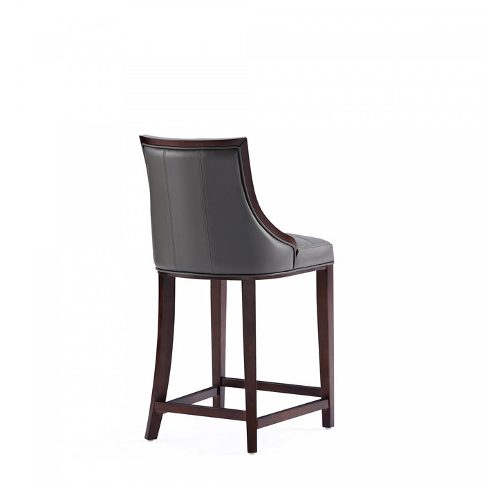 Fifth Avenue Traditional Wood Upholstered Counter Stool in Graphite - Set of 2