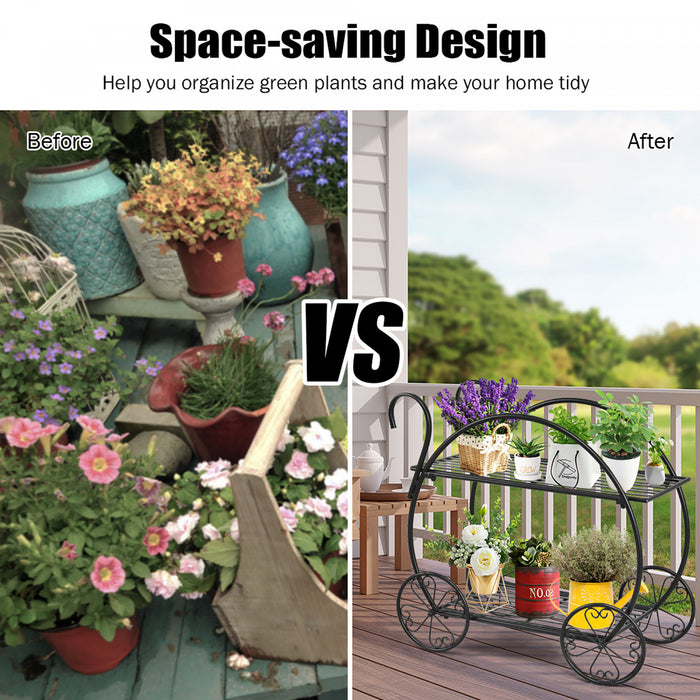 Costway Heavy Duty Metal Flower Cart Pot Rack Plant Display Stand Holder Decor