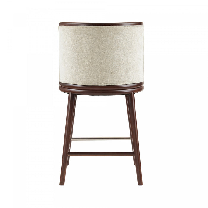 Evalyn Modern Wood Upholstered Counter Stool in Cream - Set of 3