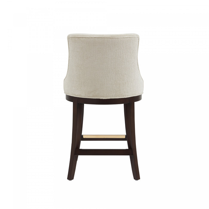 Lucia Modern Chenille Wood Counter Stool in Natural - Set of 2
