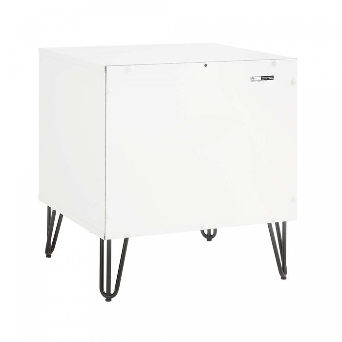 Dumbo Modern 20\" Fluted Nightstand in Rustic Gray and White (1-Drawer) - Set of 2