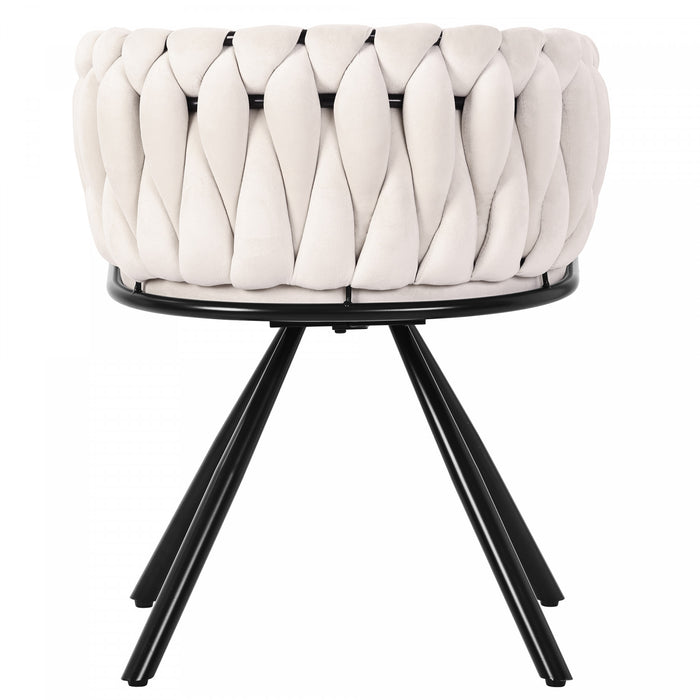 Amelia Velvet Swivel Dining Chairs with Tufted Upholstered and Metal Legs Set of 6, Beige