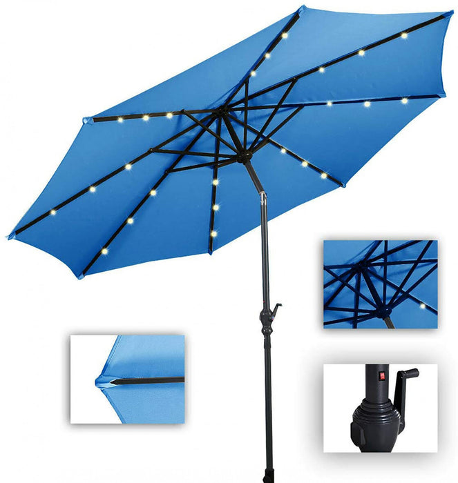 Costway 10ft Solar Lights Patio Umbrella Outdoor W/ 36 LBS Steel Umbrella Stand