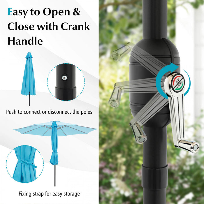 Costway 10FT Patio Umbrella Sunshade Market Steel Tilt with Tilt Mechanism Crank Handle
