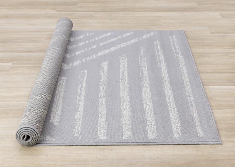 Forte Grey White Modern Striped Area Rug - 5'3\" x 7'5\"