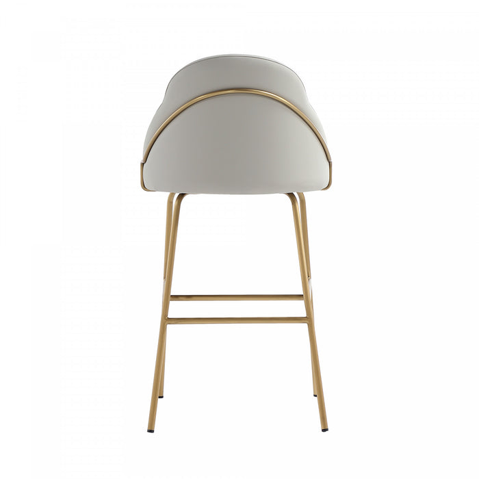 Gracie Modern Metal Upholstered Barstool in Stone Gray and Gold Bar Stool
