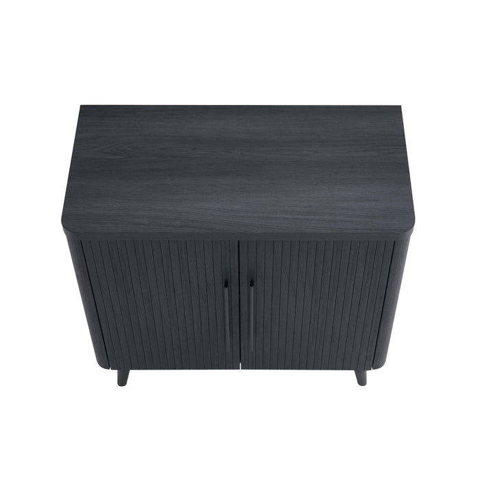 Jodie Mid-Century Modern 31\" Fluted Accent Cabinet in Charcoal Gray