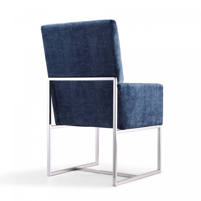 Element Modern Velvet Metal Dining Chair in Blue - Set of 2
