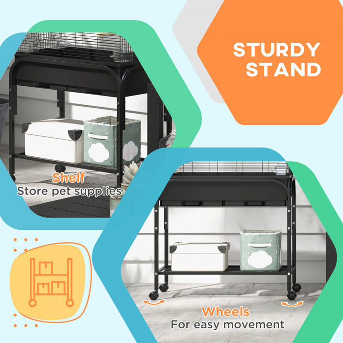 Pawhut 51\" Bird Cage For Budgies Canaries Finches Lovebirds Parakeets With Rolling Stand, Toys, Black