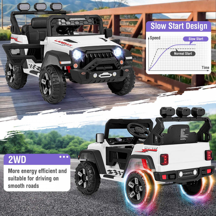 Costway 12v Kids Ride On Truck With 2*12v Motors Spring Suspension & Remote Control White