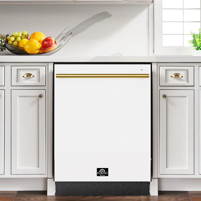 Forno Romano 24 in. Built-In Tall Tub Dishwasher in White, Top Control, 52 dBA - FDWBI8035-24WHT