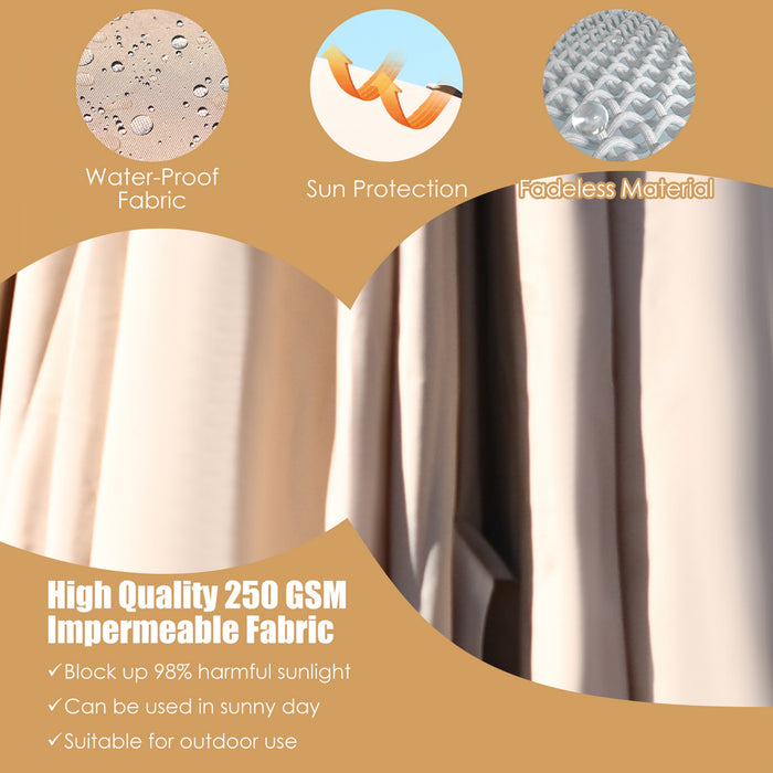 Costway 10'x13' Patio Offset Cantilever Umbrella Aluminum 360° Rotation Tilt Beige