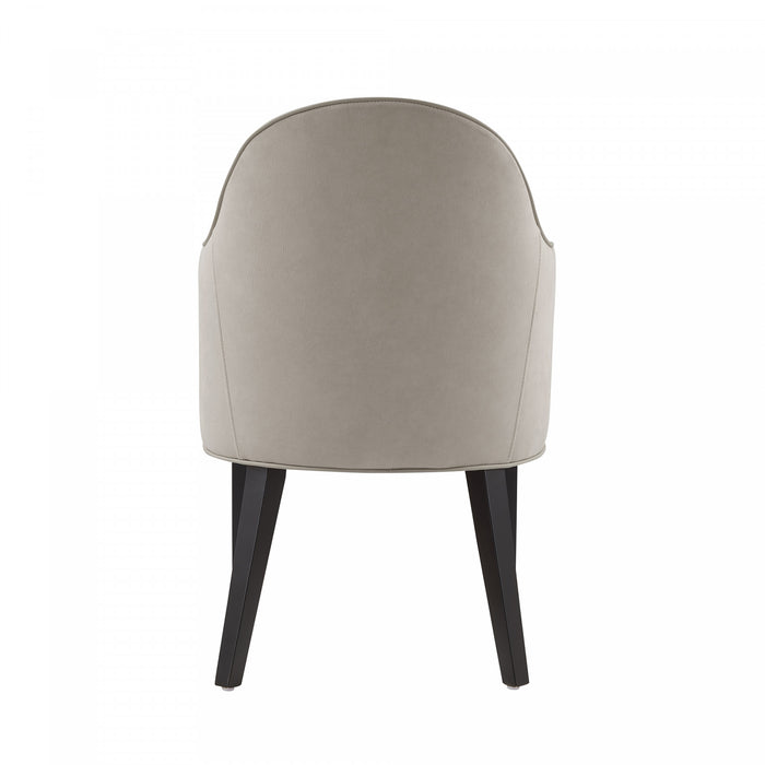 Hillman Modern Wood Vegan Leather and Velvet Armchair in Light Gray Dining Chair