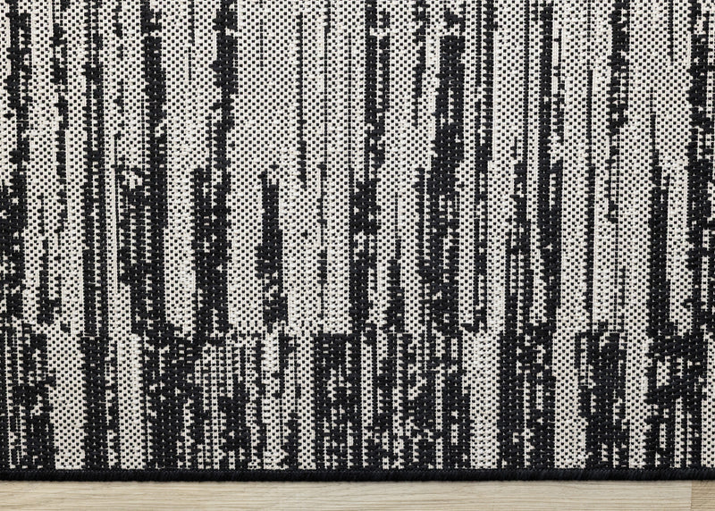 Jackson Black Grey Distressed Outdoor Rug, 5'3\" x 7'7\" Outdoor Area Rug